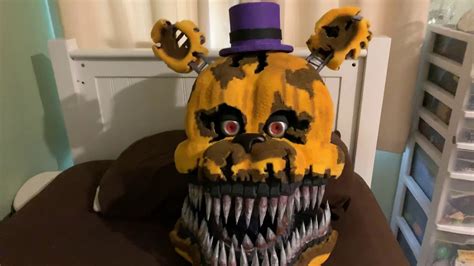 Real Life fnaf Nightmare Fredbear Cosplay Mask!!! - YouTube