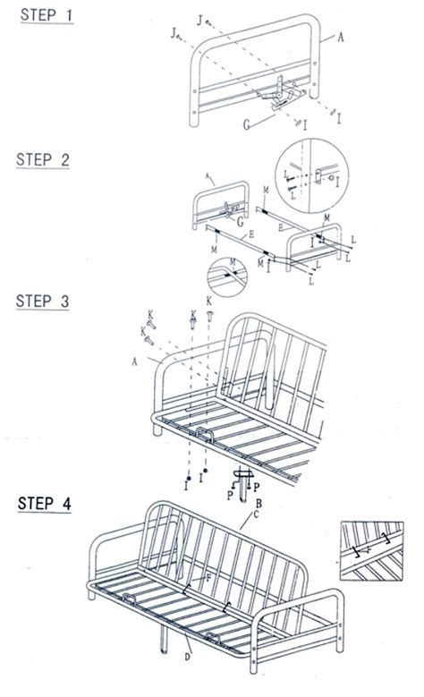 Mainstays Silver Metal Arm Futon assembly Instructions | AdinaPorter