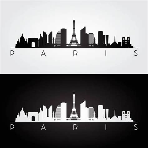 Paris Skyline Text Champagne Black and White vector Illustration ...