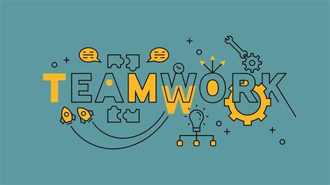 Teamwork, Teamplay, Cooperation Illustration. Orange flat line design ...