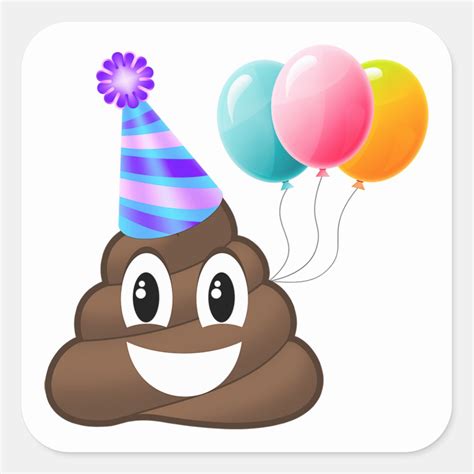 Birthday Party Poop Emoji Sticker | Zazzle