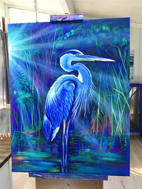 Blue Heron, acrylic painted by Joni Young. Gabriola Island, Canada ...