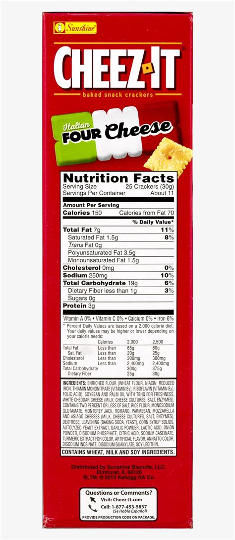 Cheez It Low Fat Nutrition Facts - Nutrition Ftempo