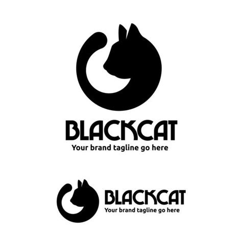 black cat logo design vector free download