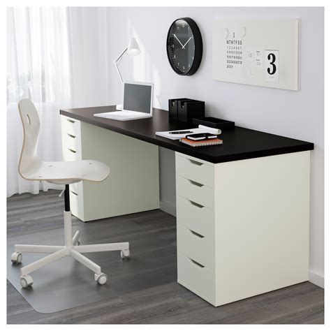 ALEX/LINNMON table, black-brown/white | IKEA Indonesia