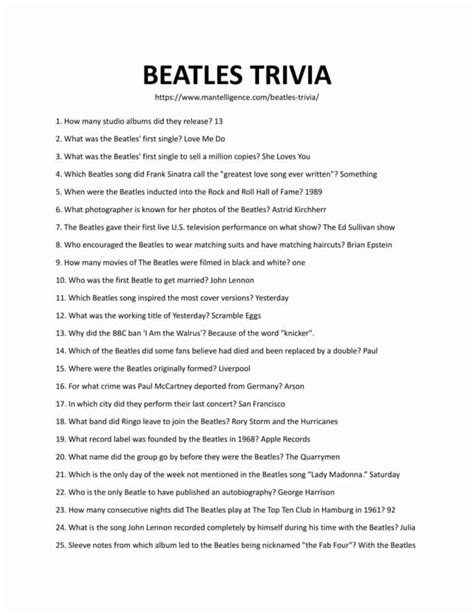 20+Beatles Trivia Questions, Answers & Facts (Fun Music Quiz)