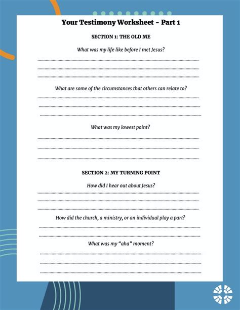 Your Testimony Worksheet | Christ Fellowship Church