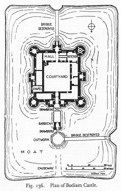 Bodiam Castle - layout inc. surroundings | Castle floor plan, Castle layout, Magic house