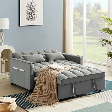 HABITRIO Modern Pull Out Sleep Sofa Bed Seater Loveseats Sofa Couch With Adjsutable Backrest And ...