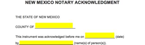 Free New Mexico Notary Acknowledgment Form - PDF | Word – eForms