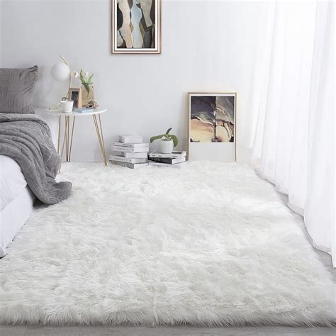 Buy HOMBYS 3x5 Oversized Faux Fur Area Rug for Living Room Bedroom, Super Soft & Fluffy White ...