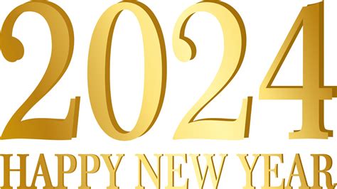 Happy New Year 2024 typography gold transparent 31159211 PNG