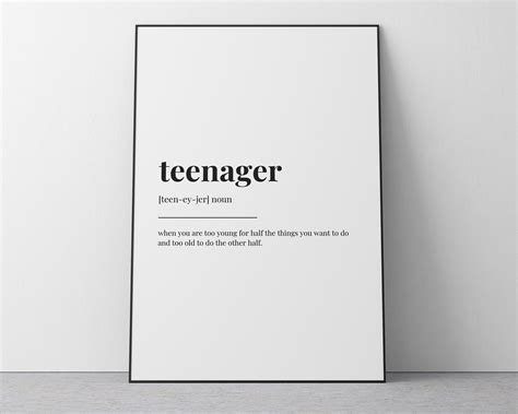 TEENAGER DEFINITION MEANING Printable Wall Art Son Gift - Etsy UK