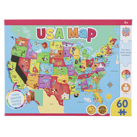 MasterPieces, USA Map with State Capitals Jigsaw Puzzle, 60 Pieces, 16 1/2 x 12 3/4 inches ...