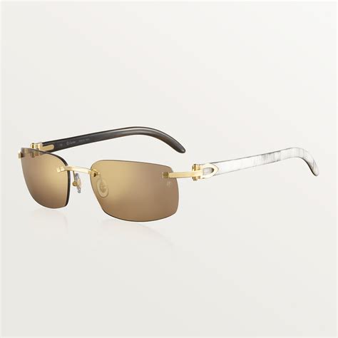 CRT8200759 - C Décor sunglasses - White buffalo horn, smooth golden finish, brown lenses - Cartier