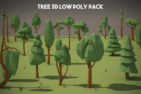 Free Tree 3D Low Poly Pack - CraftPix.net