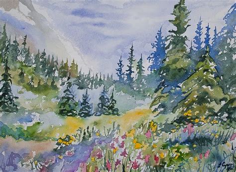 Watercolor - Colorado Summer Scene by Cascade Colors | Summer scenes ...