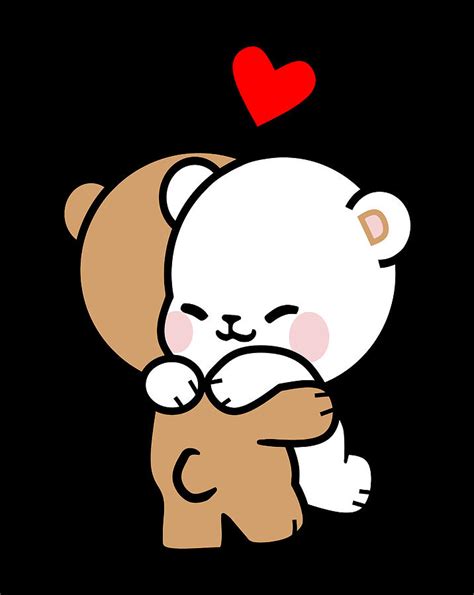 Milk Mocha Bear Safe In His Arms Love Hug Kiss Valentines Digital Art by Xuan Tien Luong