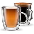 Amazon.com | Stone & Mill - 12 oz Double Wall Glass Coffee Mugs - Double Walled Coffee Mugs ...