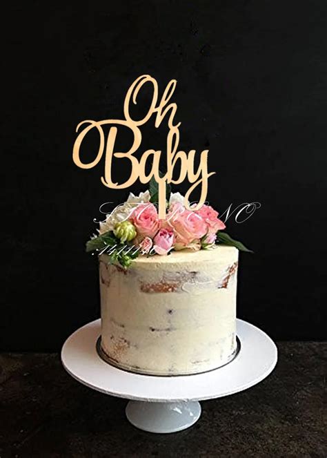 Oh Baby Cake Topper for Baby Shower Cake Decoration Wooden / Wood Cake Topper Baby Birthday ...