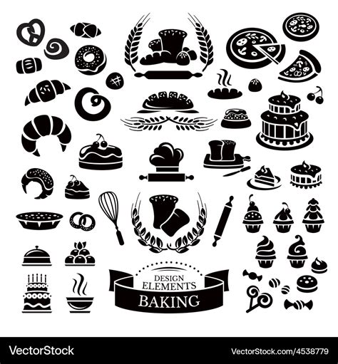 Set bakery design elements and icons Royalty Free Vector