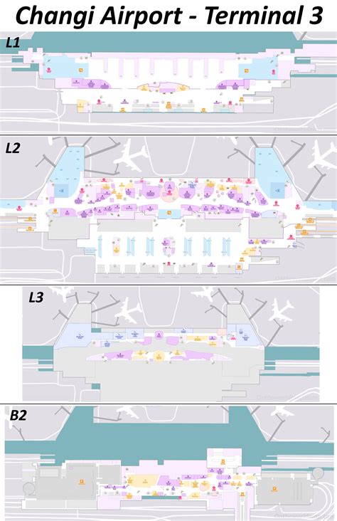 Changi Airport Terminal 3 Map | Singapore - Ontheworldmap.com