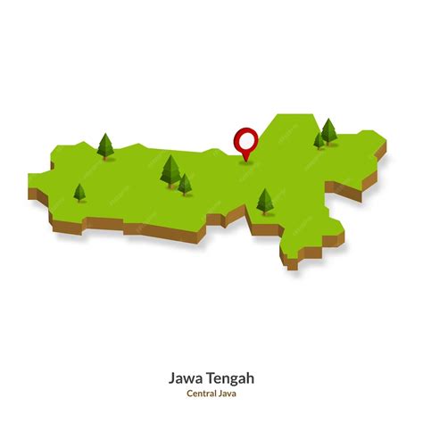 Premium Vector | Isometric map of central java province indonesia ...