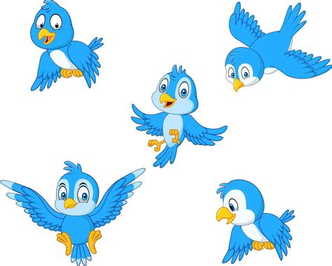 Cartoon blue bird collection set 8733838 Vector Art at Vecteezy