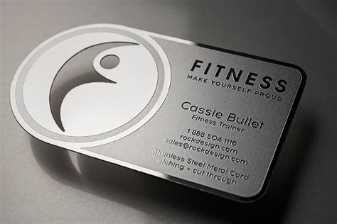 FREE Innovative Stainless Steel Personal Trainer Business Card Template - Fitness