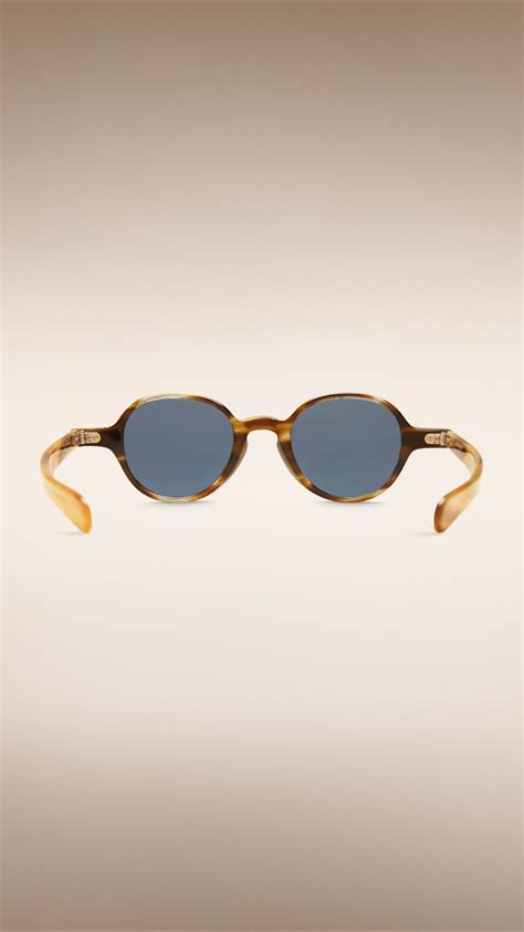 Burberry The Scholar Round Frame Sunglasses Dark Brown Horn in Brown for Men | Lyst