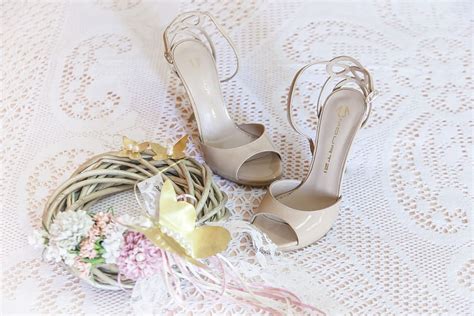 women, white, stiletto sandals, floral, design textile, bridal, bride, butterfly, CC0, public ...