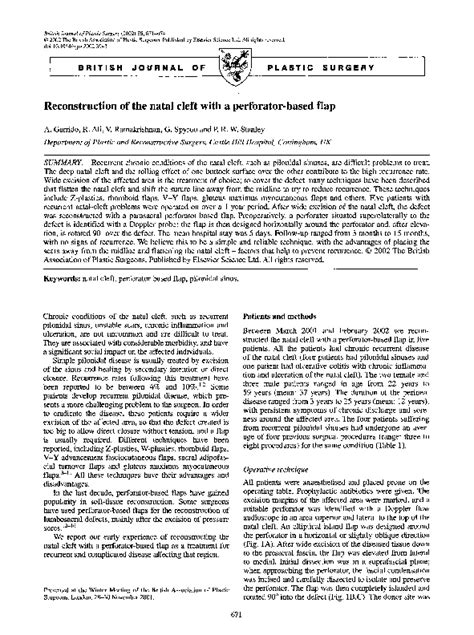 (PDF) Reconstruction of the natal cleft with a perforator-based flap | Paul Stanley - Academia.edu