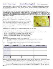 Dendrochronology Lab.pdf - SNC2D - Climate Change Dendrochronology Lab Name: Trees contain some ...