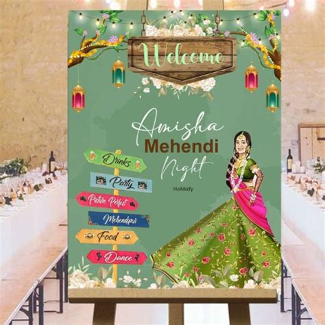 Customized Mehendi Welcome Board | Wedding Sign Board - Homafy