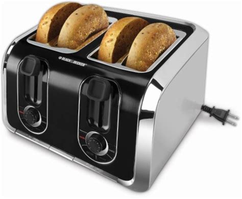 BLACK + DECKER 4-Slice Toaster with Retractable Cord - Black/Silver, 1 Count - Kroger