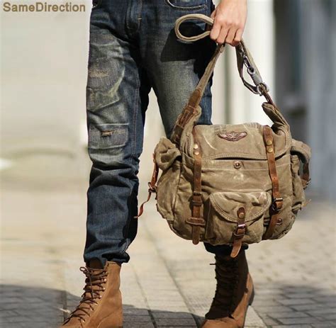 Canvas leather messenger bag, messenger bags for men canvas - YEPBAG