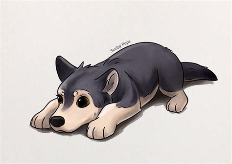 Cartoon Wolf Pup Drawings