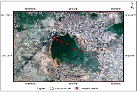 Satellite image of the Gadchiroli Lake showing sample locations | Download Scientific Diagram