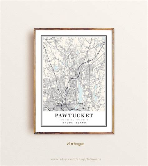 Pawtucket Rhode Island map Pawtucket RI map Pawtucket city | Etsy