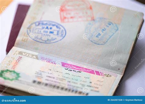 Iranian Visa in the Passport Stock Photo - Image of approved, airplane ...