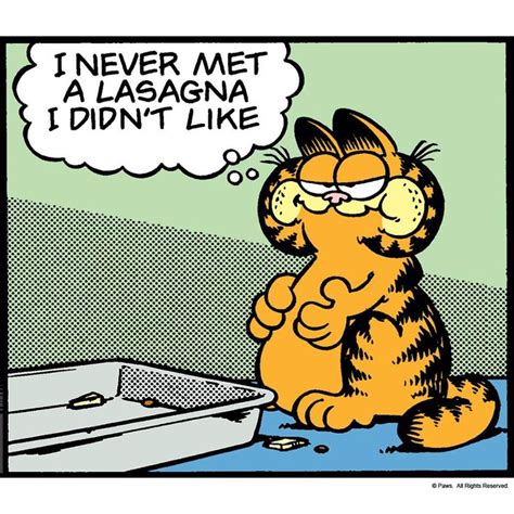 The perfect food - lasagna! | Garfield cat, Garfield cartoon, Garfield