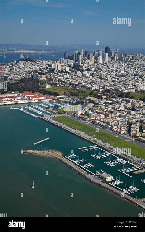 Marina of St. Francis Yacht Club and Golden Gate Yacht Club, and downtown San Francisco ...