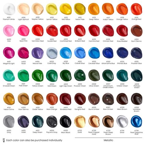 Acrylic Paint Colour Swatches - Paint Color Ideas