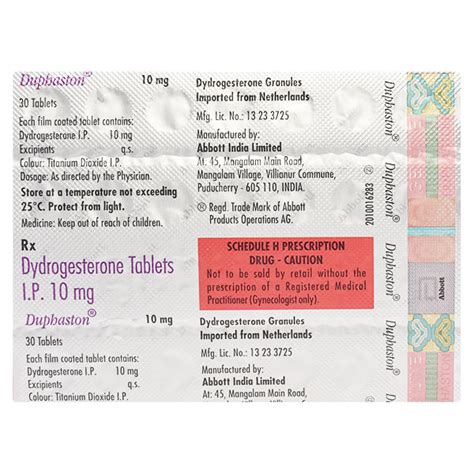 DUPHASTON 10mg Tablet 30's - Buy Medicines online at Best Price from Netmeds.com