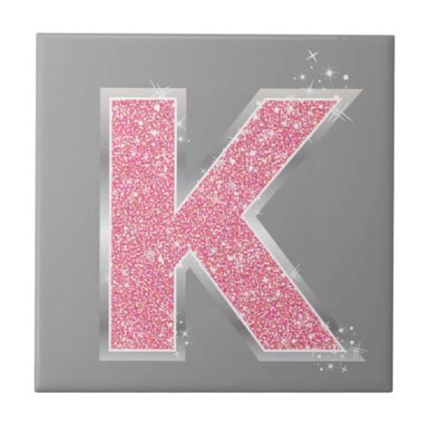 Pink Glitter letter K Tile | Zazzle.com