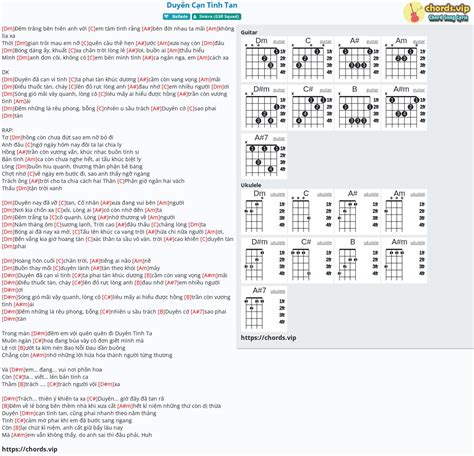 Hợp âm: Duyên Cạn Tình Tan - cảm âm, tab guitar, ukulele - lời bài hát | chords.vip