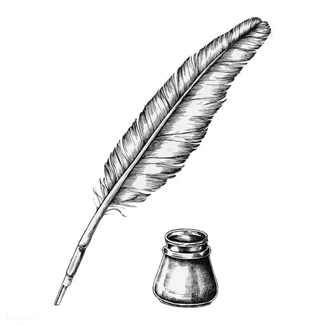 Hand drawn quill pen with an inkwell vector | premium image by rawpixel ...