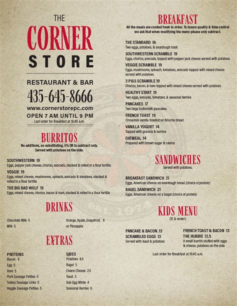 Menu – The Corner