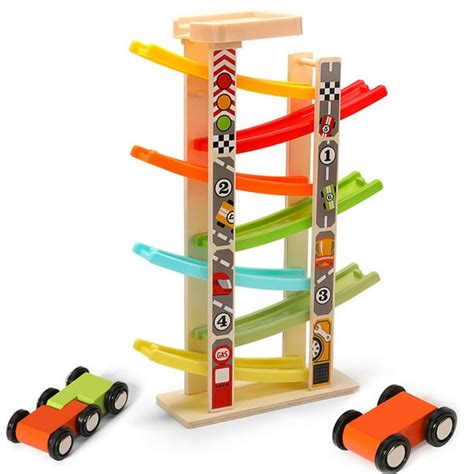 Wooden Race Track Car Ramp Toy with 7 Wooden Cars - Walmart.com - Walmart.com