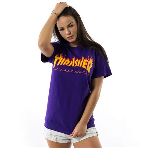 Thrasher t-shirt WMNS Flame Logo purple Female \ Purple | CLOTHES & ACCESORIES \ T-Shirts \ T ...